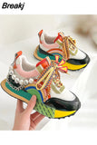 2023 Women's Shoes Lace Up Rainbow Pearl Chain Women's Vulcanized Shoes Thick Soled Sneakers Zapatos De Mujer Women's