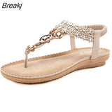 Women's Flats Sandals Water Drill Flower Non Slip Flat Shoes Wood Bead Elastic Band Solid Color Leisure Summer Casual