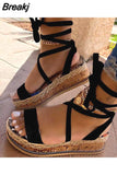 Casual Black Slip-on Shoes 2023 Trend Women Sneakers Platforms Thick Bottom Espadrilles Woman Heel Sandals with