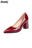 Size 35-43 Woman Pumps Low Square Heels Boat Shoes Pointed Toe Dress Shoes Ladies Pointed Toe White Wedding Escarpins