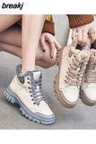 Fur Boots Woman Winter 2023 Designer Shoes Women Wedges Ankle Boots Female Casual Short Leather Booties Free
