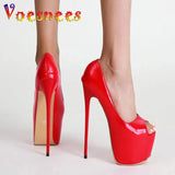 Ultra High Heel Sexy Platform Fish Mouth Shoes European And American Style New Red Thin Heel Model Show Women's