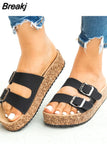 Sandals 2023 Fashion Sewing Thread Flip Flops Open Toe Wedge Sandals Platform Beach Shoes Outdoor Female Shoes Slippers