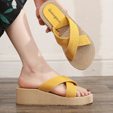 Breakj New Simple Cross-Bottom Slippers Women Wear Leisure Beach Slopes And Large-Size Cold