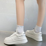 Size 35-40 Women Sneakers Real Leather Fashion Platform High Heels Shoes For Woman Lace Up Casual Daily Lady