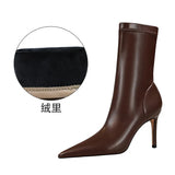 Breakj Stylish Simple, Thin, High, Shallow Pointed Sexy Nightclub Show Short Boots Women's