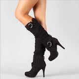 new Women Fashion Jackboots Thick Heel Boots Bandage Over The Knee Fashion Boots Zapatos De Mujer Motorcycle boots Size
