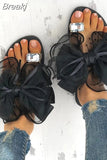 Cute Bowtie Decorate Non-Slip Sandals Slipper Flats Mules Casual Fashion Female Flip Flops Mesh Beach Slides