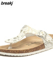 2023 New Women Print Cork Flip Flops Slipper Casual Summer Beach Outside Non-slip Slides