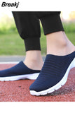 Men New Summer Mesh Casual Shoes Outdoor Breathable Half-pack Slippers Men's Women's Flat Bottom Fashion Couple Walking