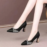 Women Cool Black & White Patent Leather Spring & Summer Slip on Stiletto Heels Lady Fashion Brand Elegant Comfort Pumps