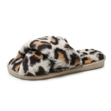 Leopard-Print Slippers Female Household Cotton Slippers Winter Plush Open-Toed Fashion Korean Version Of Warm