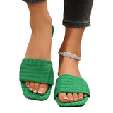 Flat-Bottom Hairy Slippers Women's New Square Head Presses Towel Cotton