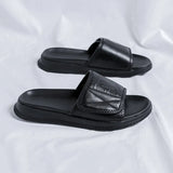 Breakj Summer New Leather Sandals Men's Summer Casual Slippers Popular Outside Wear Dual-Purpose Beach Shoes