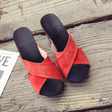 Toe Sandals Women Cross Strap Chunky Heel Sandal Thick High-Heeled Flip Flop Gladiator Sandals Women Casual Summer