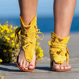 Women's Sandals 2023 Retro Gladiator Ladies Clip Toe Vintage Boots Casual Tassel Rome Fashion Summer Woman Shoes Female