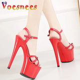 Stripper Heels Shoes For women Open Toe Sandals Girls Shoe for Party Club Women Sexy Show Sandals High Heels Red