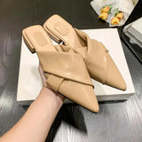 Summer Slippers Women Flip Flops New Casual Indoor Slides Pointed Toe Low Heel Female Shoes Ladies Outside Mules