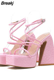 Sandals Woman Shoes Dropship 2023 Summer Brand New Great Quality Crystal Bling Sexy Woman Shoes Sandals Walking