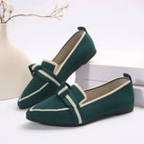Women's Knitted Slip on Flats Breathable Comfortable Solid Color Walking Shoes Casual Pointed Toe Walking Sneakers