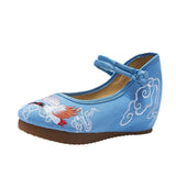 Breakj Heels Single Shoes Embroidered Cloth Shoes Spring And Autumn Ancient Wind Ethnic Wind Women's Shoes Mother Shoes Square Dance