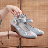 Breakj Heels Single Shoes Lady Spring And Summer Style Retro Embroidered Cloth Shoes National Wind Female Chinese Wind Cheongsam
