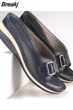 Size Slippers Female 2023 Summer One-word with Fish Mouth Sandals and Slippers Slope Heel Platform Slope Heel Casual