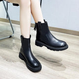 Ankle Boots Female Luxury Designer Shoes Woman Wedges Platform Heels Women's Boots Free Shipping Short Leather