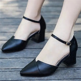 De Mujer Lady Cute Light Weight Spring & Summer Black Patent Leather Square Heel Buckle Shoes Sapatos Femininas