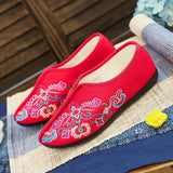 Breakj Cotton Shoes Injection Plastic Soft Sole Women Winter Clip Cotton And Velvet Embroidered Flower Cloth Shoes Casual Soft Sole Flat Sole Pregnant