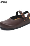2023 New Summer Women Cork Slippers Buckle Non-slip Casual Closed Toe Sandals