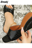 Summer Sexy White Triangle Thick Heel Sandals Heels Women Street Woman Square Toes Dress Party Shoes Shoes for