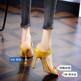 Spring 2023 High-Heeled Slippers Women Wear Fishmouth Sexual Fairy Knitted Shoes Fashionable