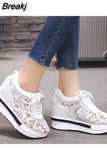 New Lace Breathable Sneakers Women Shoes Comfortable Casual Woman Platform Wedge