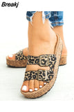 Sandals 2023 Fashion Sewing Thread Flip Flops Open Toe Wedge Sandals Platform Beach Shoes Outdoor Female Shoes Slippers