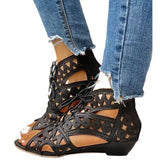 Summer New Shoelaces Gladiator Boot Leisure Wedge Heel Comfort Women Shoes Plus Size Women Sandals Zapatillas De