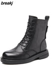 Leather Boots Women Heels Designer Shoes Ladies 2023 Platforms Ankle Boots Female Chunky Shoes Woman Booties