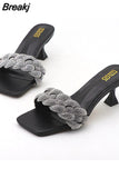 Slides Shoes Womens Slippers Outdoor Pantofle Heeled Mules Low Jelly 2023 High Thin Basic Rubber Crystal Sexy Rome