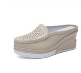 Hot Summer Women Platform Slipper pattern Floral Flats Breathable Leather Casual Shoes Slip-on comfortable Nurses