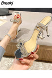Sandals Woman Leather Low-heeled Fabric Basic Hoof Heels Rubber PU Low Sandals Woman Leather Low-heeled PU Basic Rubber