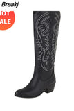 Women's Western Boots 2023 Autumn Winter Fashion Chunky Heeled Cowboy Boots Vintage Style Country Western Cowgirl White