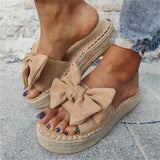 Sandals Sweet Bow-knot Platform Sandals 2021 Summer Shoes Woman Wedges Heels Sandalias Mujer Peep Toe Flat Slippers