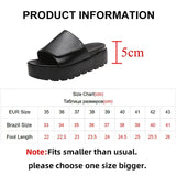 Black PU Leather Platform Slippers Women Plus Size 43 Thick Soled Sandals Woman 2023 Summer Non-slip Slides Shoes