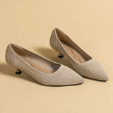 4cm Spring Summer Women's Large Shoes High Heels Solid Color Knitted Breathable Rubber Non slip Sole Latex Insole Work