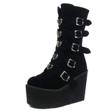 INS Brand Punk Gothic Zipper Buckle Rivit Thick Heel Platform women's Boots Cool Cosplay Women Motorcycle