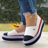 New Style Thick-Soled Medium-Heeled Loafers Women's Large-Size Shallow Mouth Low-Side Straw Woven Hemp Rope Sneakers Single