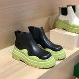 Platform Chelsea Boots 2021 New Mid-tube Boots Thick-soled Martin Boot Female Thigh High Boots Flat Wedges Winter