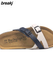 2023 New Summer Cork Slippers Women Casual Solid Color Flip Flops Holiday Beach Outside Slides