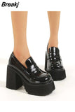 Thick High Heeled Mary Jean Pumps 2023 Spring Summer Ankle Lace Up Women Pumps Round Toe Solid Color Comfy Walk