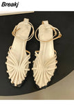 Summer Flat Heel Women Sandal Fashion New Brand Gold Narrow Band Ladies Slingback Shoes Ankle Srtrap Dress